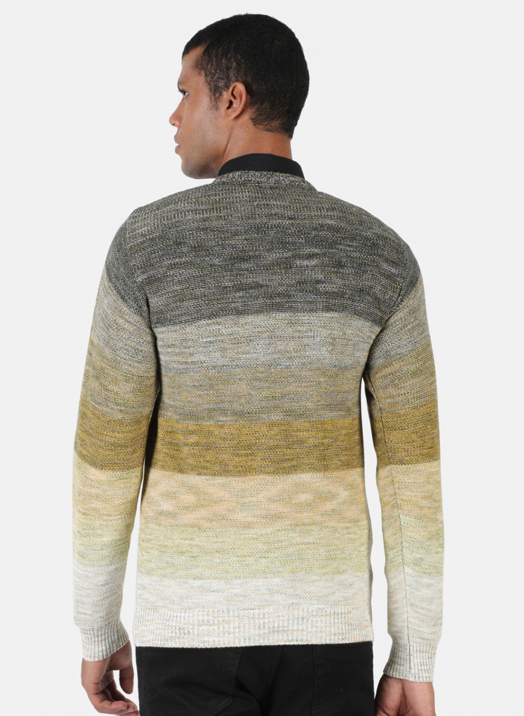Men Grey & Mustard Solid Pullover