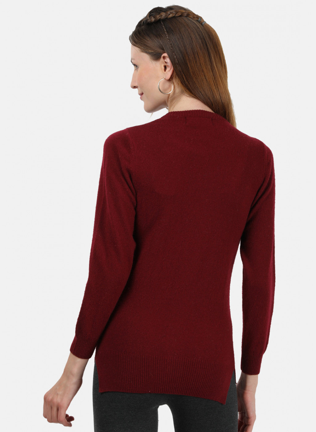 Women Maroon Solid Cardigan
