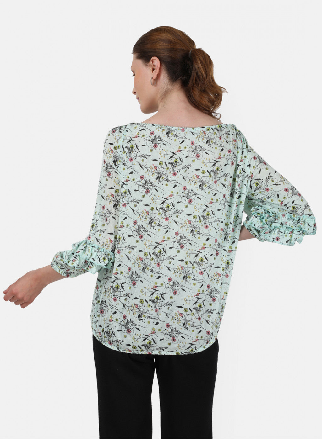 Womens Light Green Printed Top