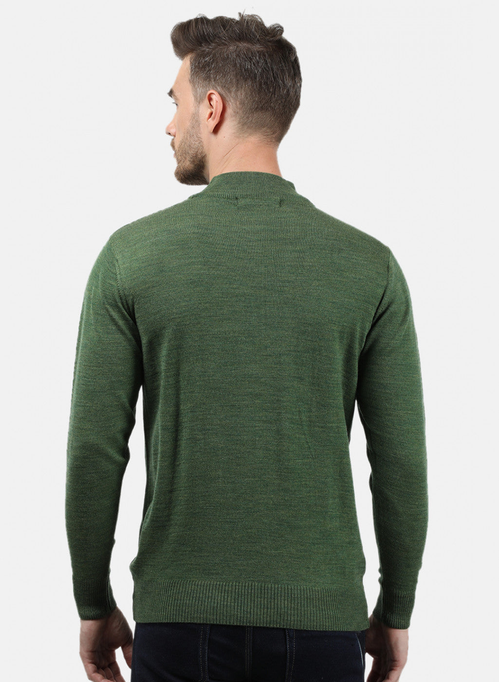 Men Olive Solid Pullover