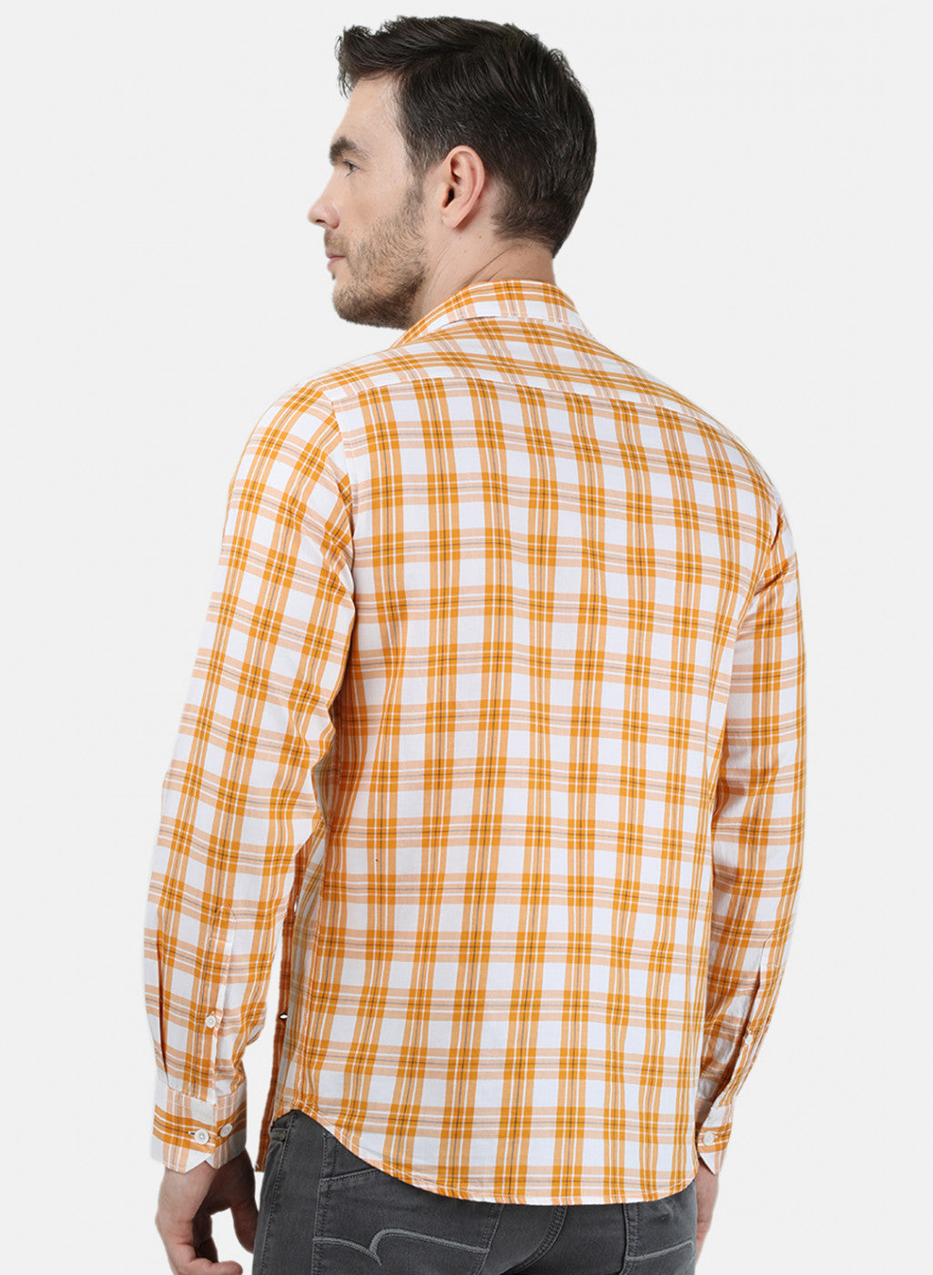 Mens Orange Check Shirt