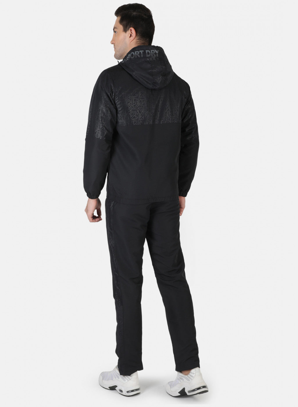 Men Black Self Design Tracksuit