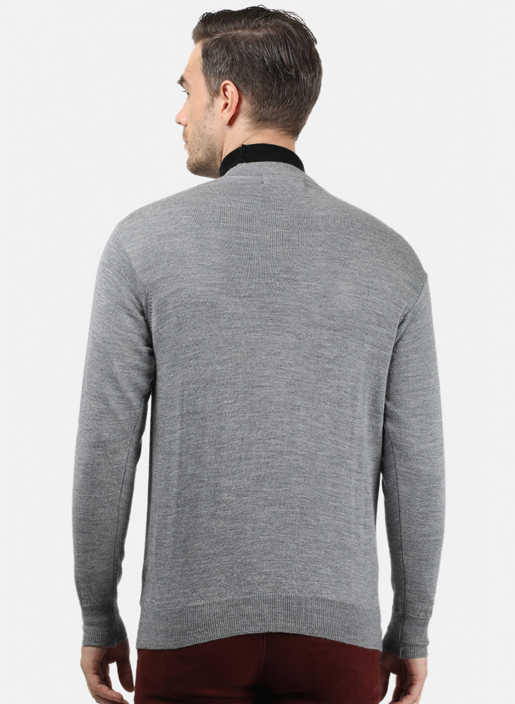 Men Grey Solid Cardigan