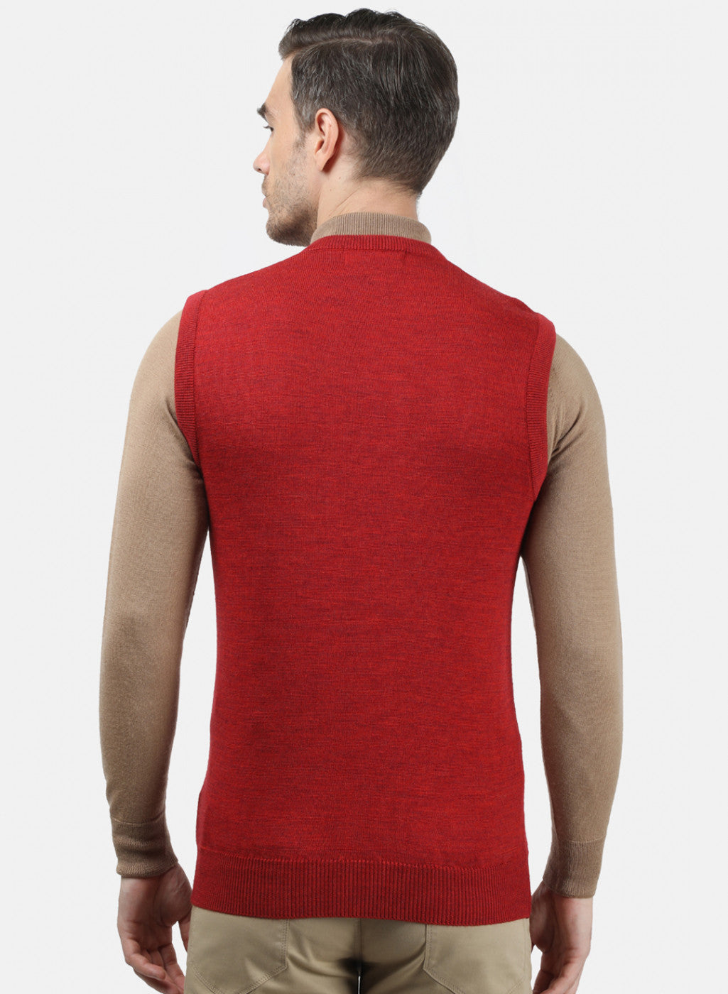 Men Red Solid Sweater