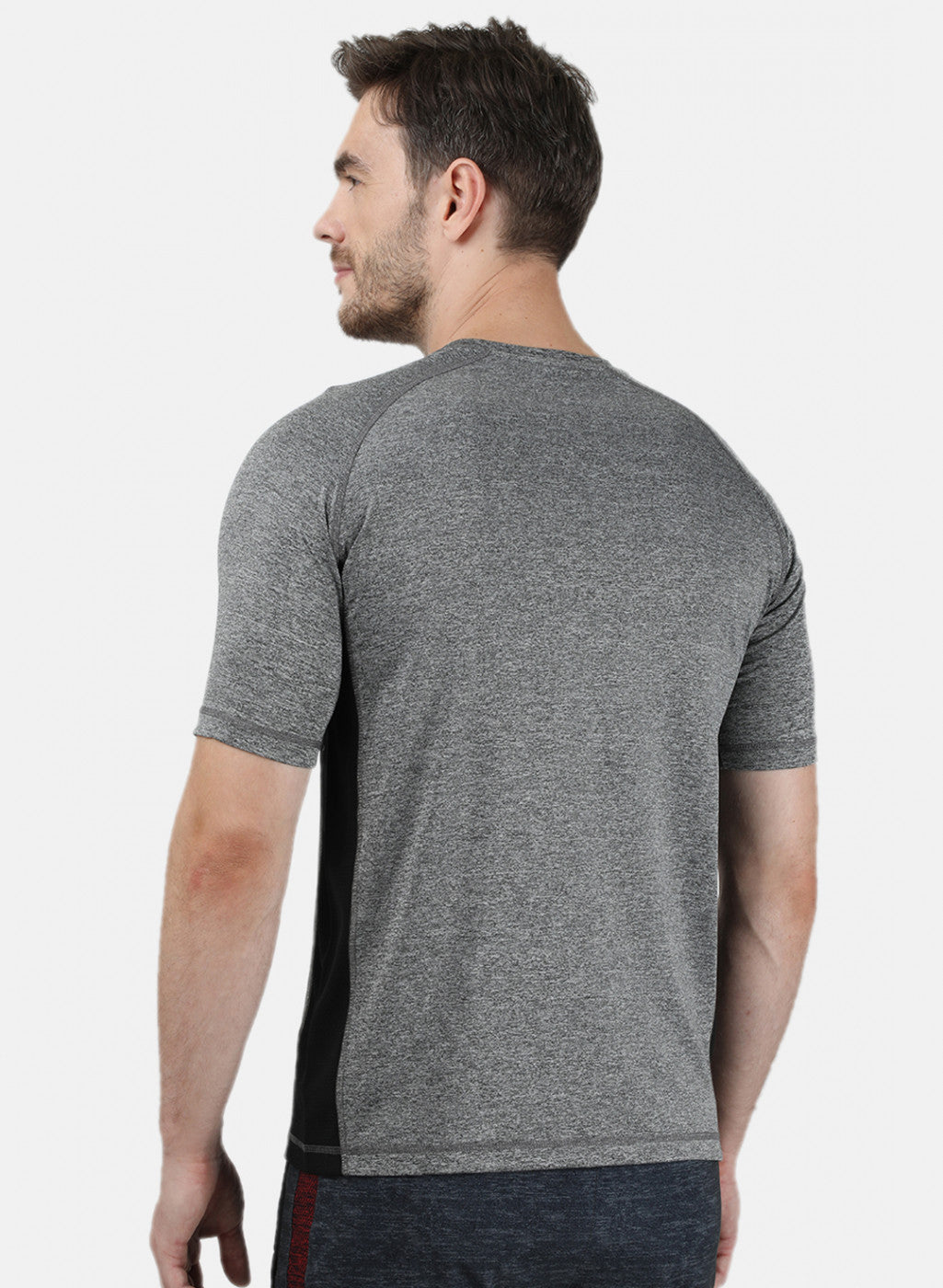 Mens Grey Printed Round Neck T-Shirts
