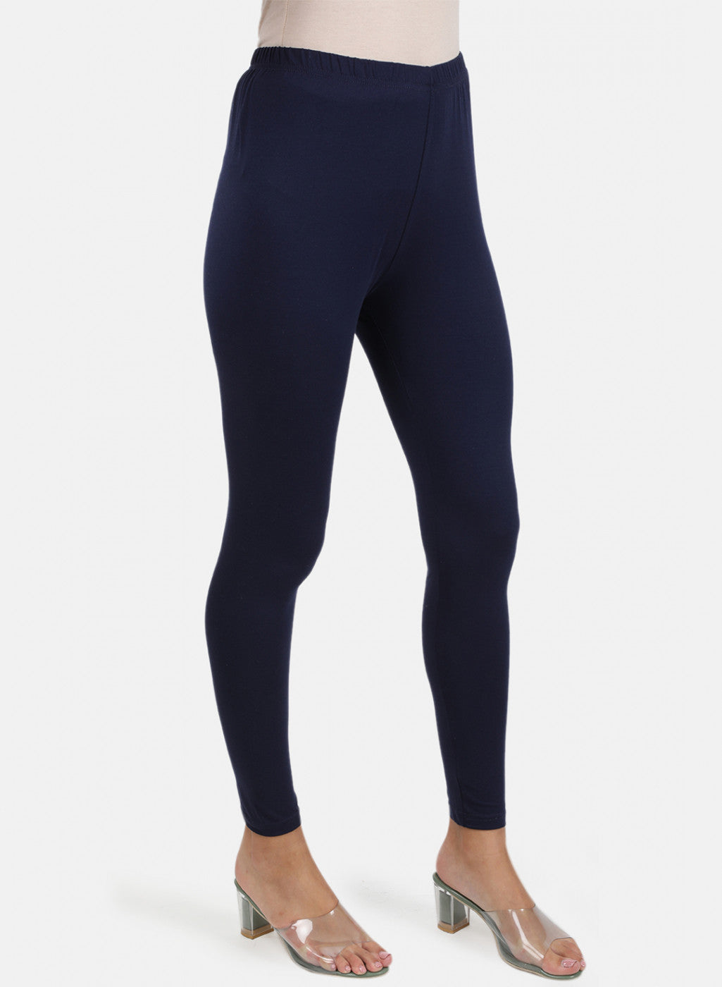 Womens Blue Plain Legging