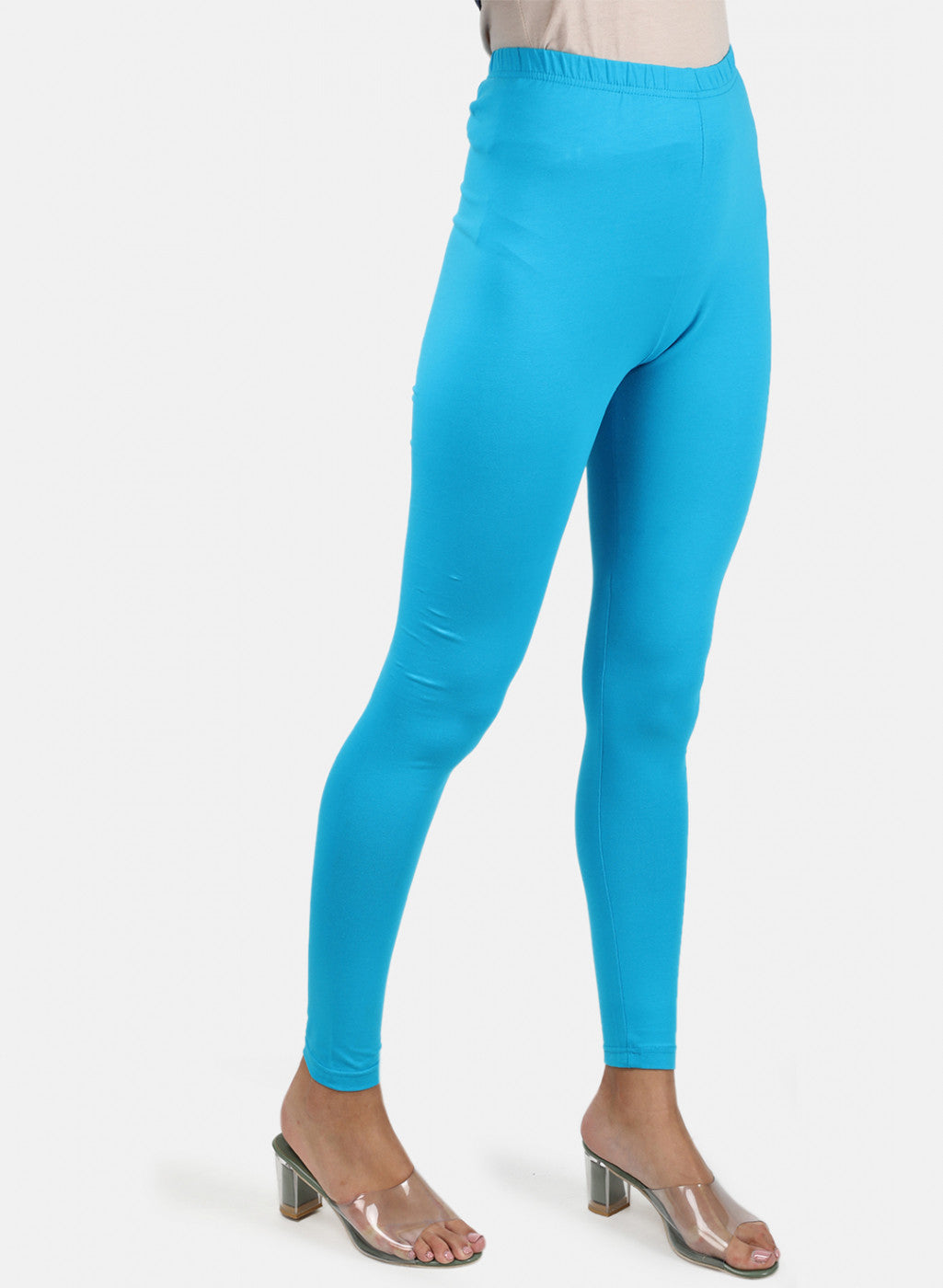 Womens Blue Plain Legging