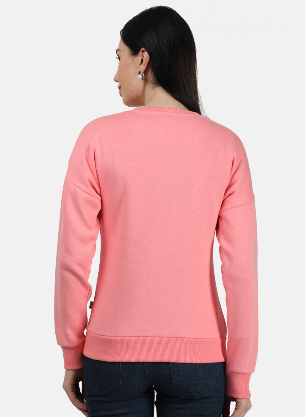 Women Peach Plain Sweatshirt