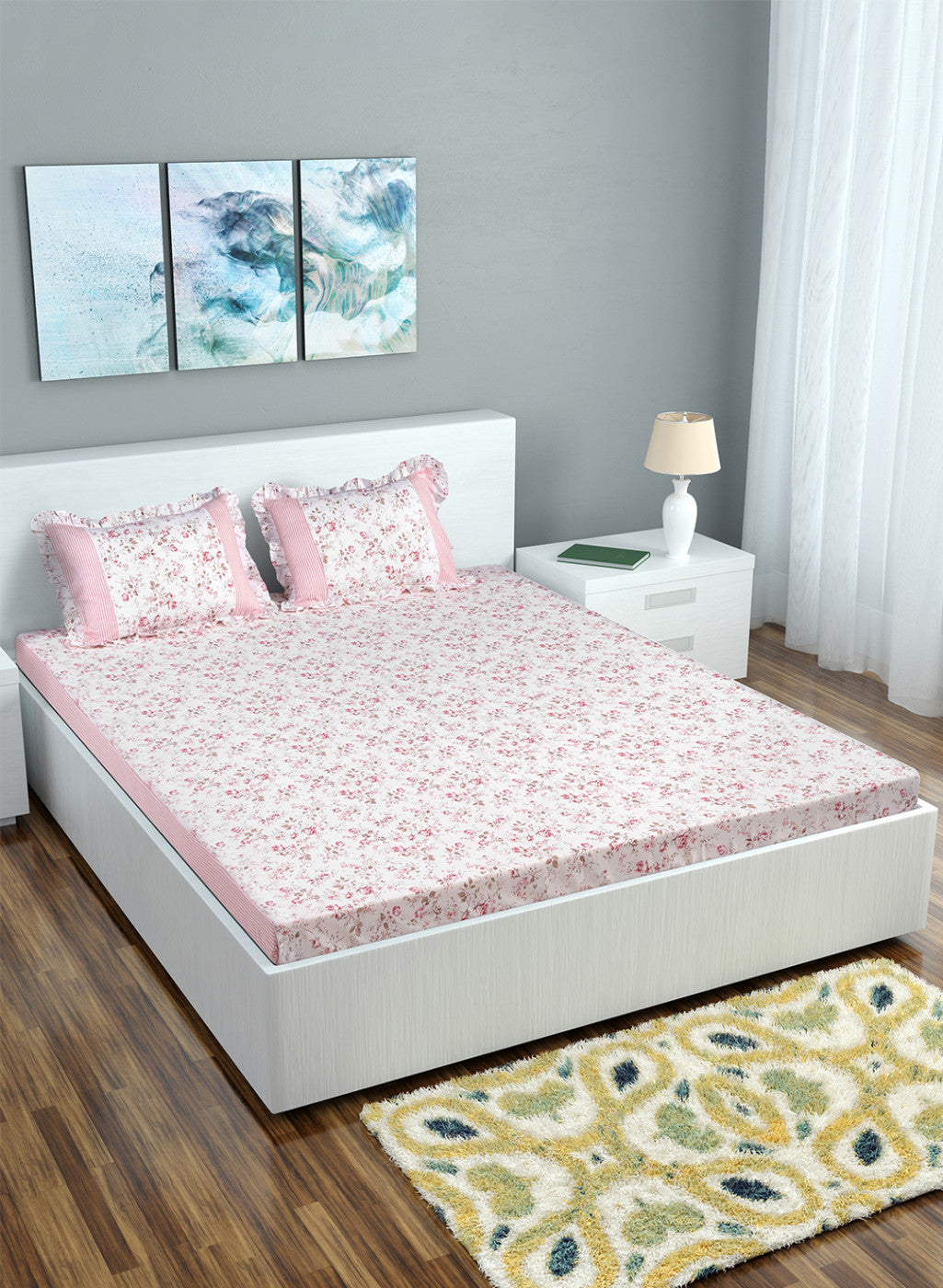Multi Color 130 GSM Bedsheet with 2 Pillow Covers