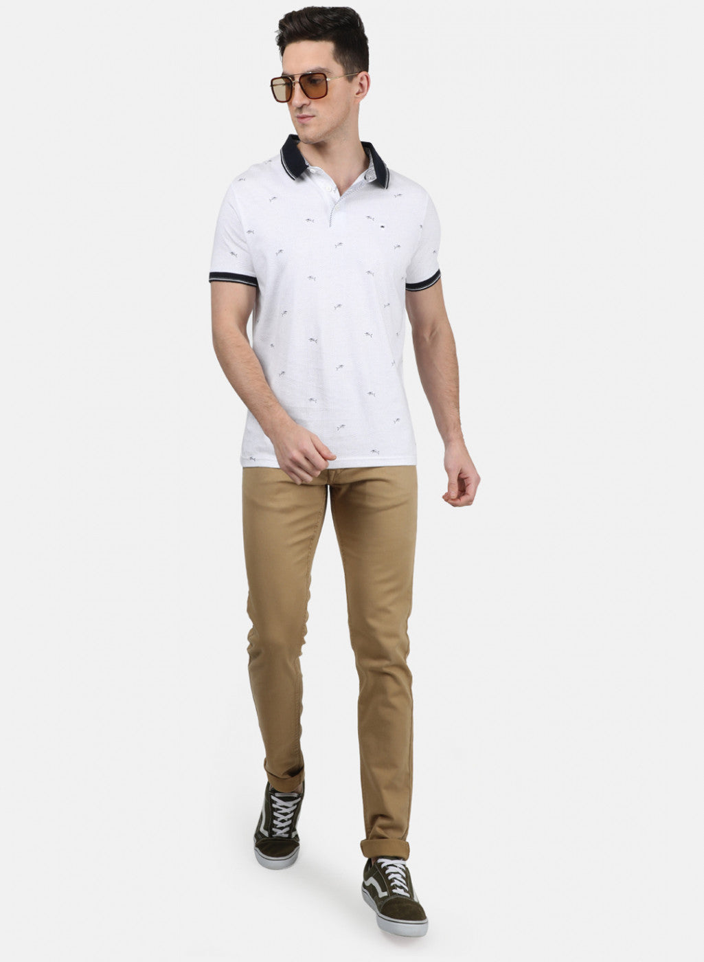 Mens White Printed T-Shirt