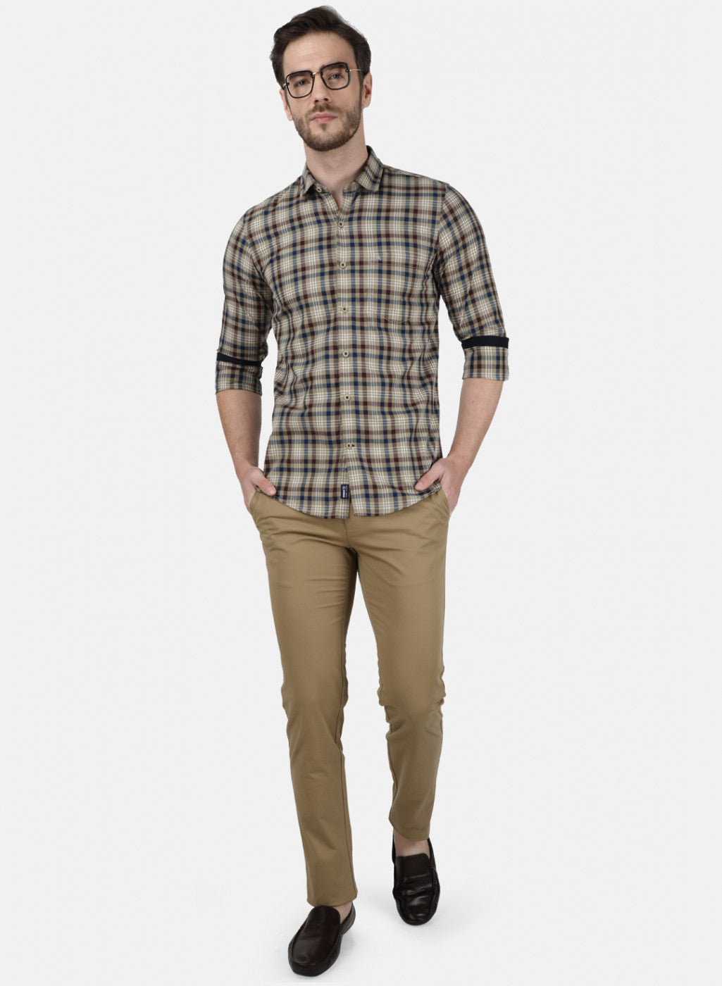Mens Brown Check Shirt