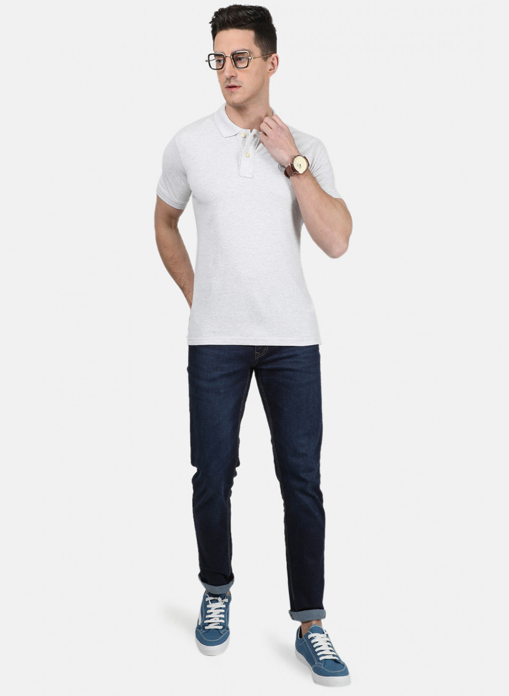 Mens Grey Plain T-Shirt