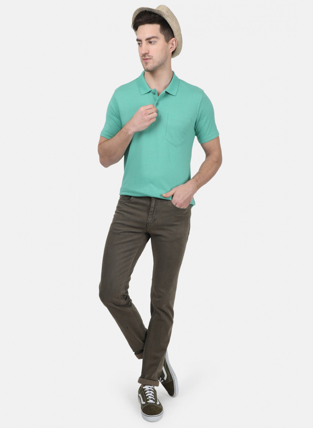 Mens Sea Green Plain T-Shirts