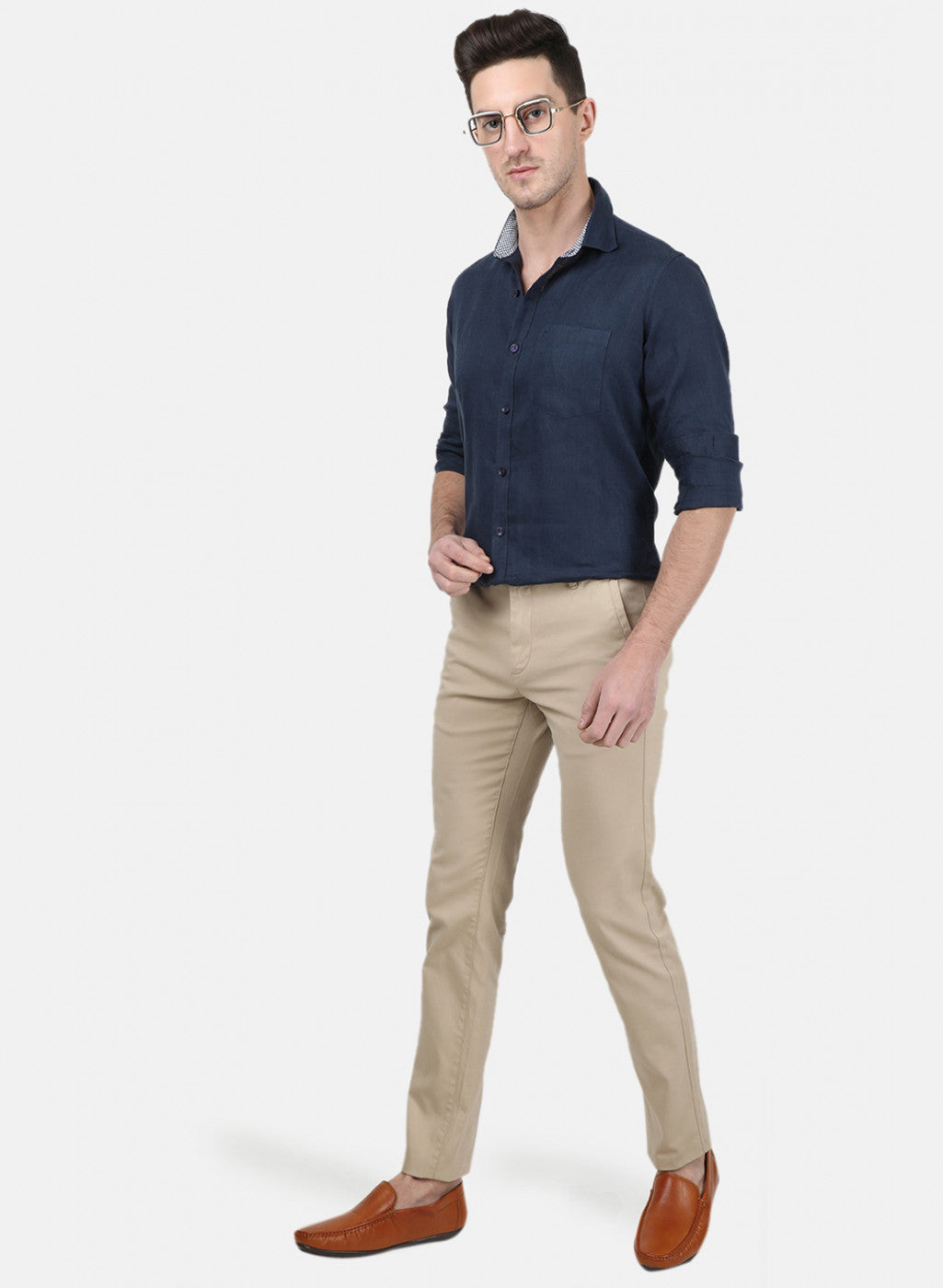 Mens NAvy Blue Solid Shirt