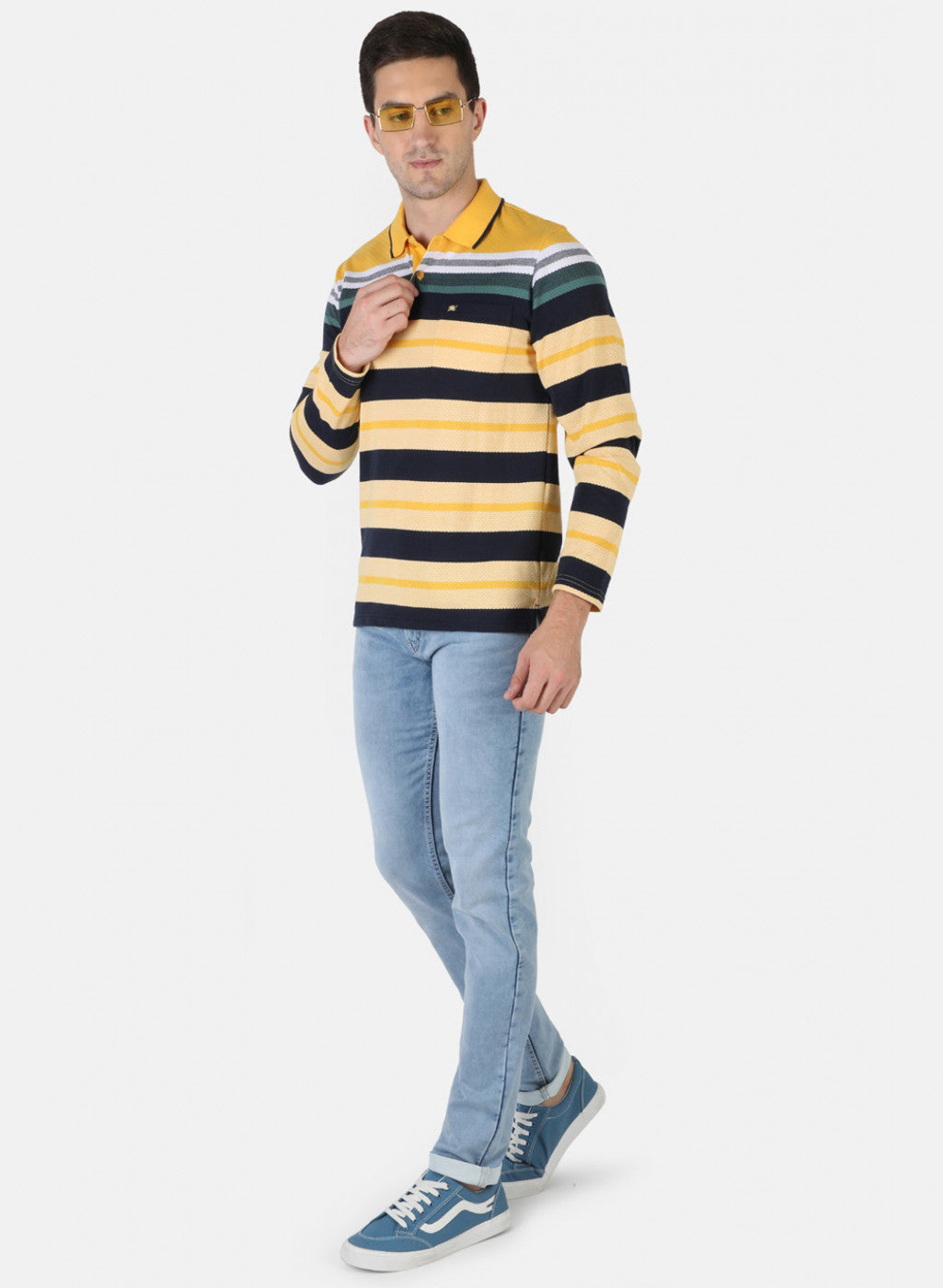Men Yellow Stripe T-Shirt