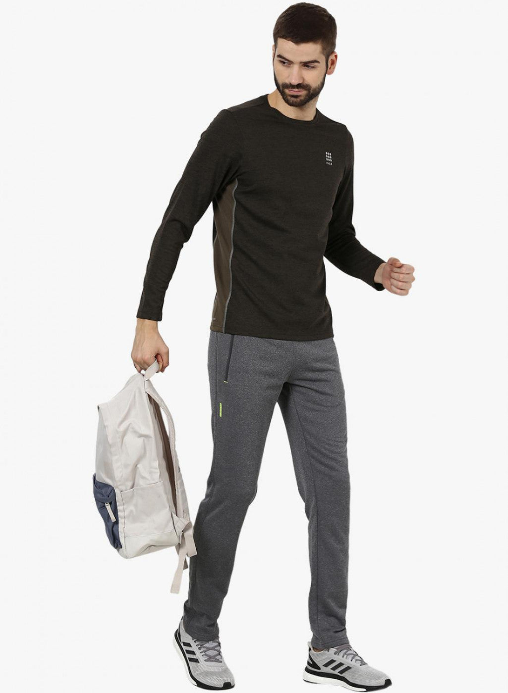 Rock.it Olive Milange Olive Round Neck Smart Fit T-Shirt