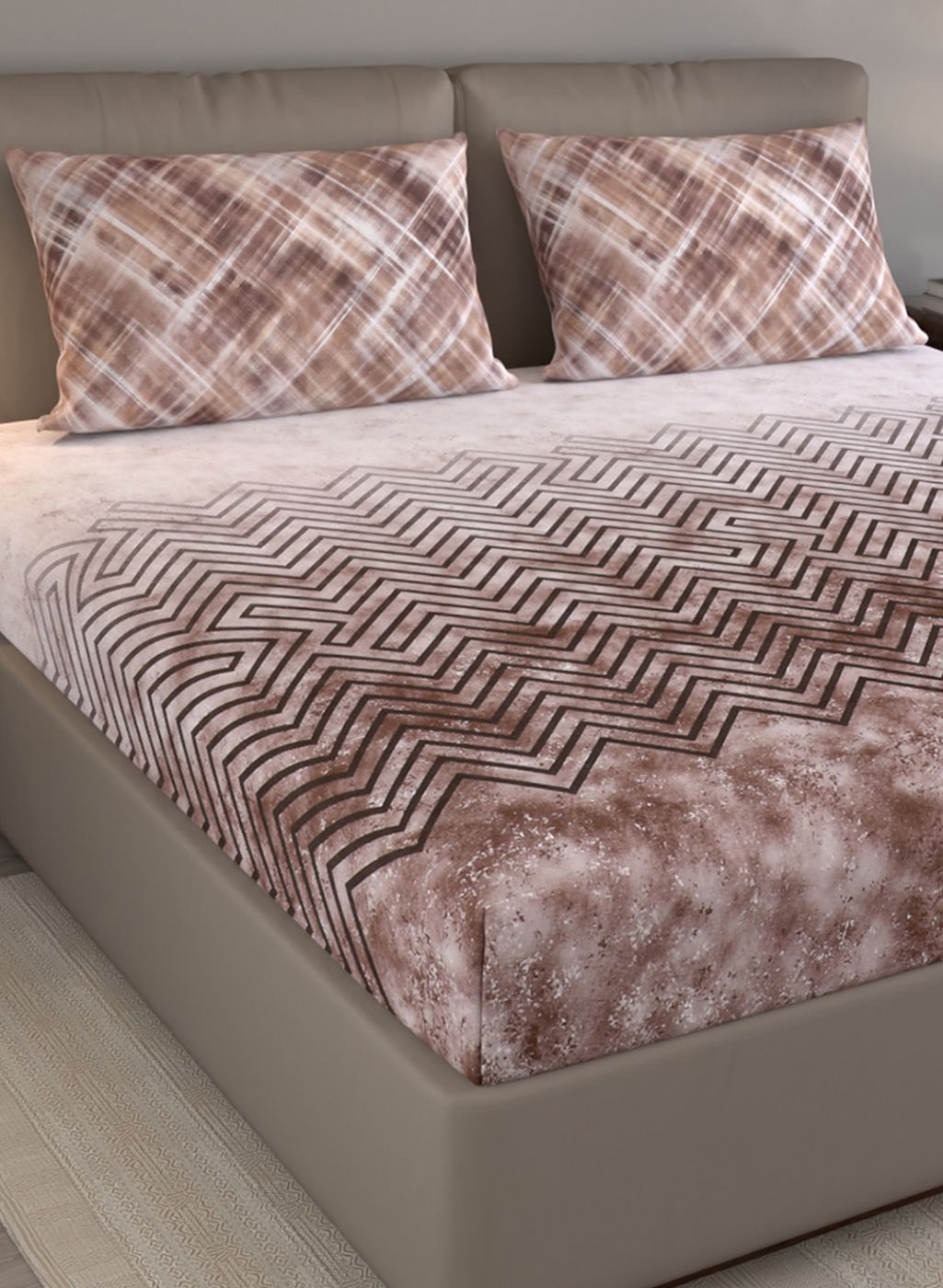 140TC Pure Cotton King Bedsheet with 2 Pillow Covers