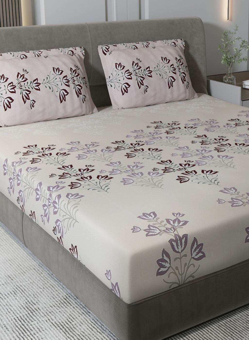 180TC Pure Cotton King Bedsheet with 2 Pillow Covers