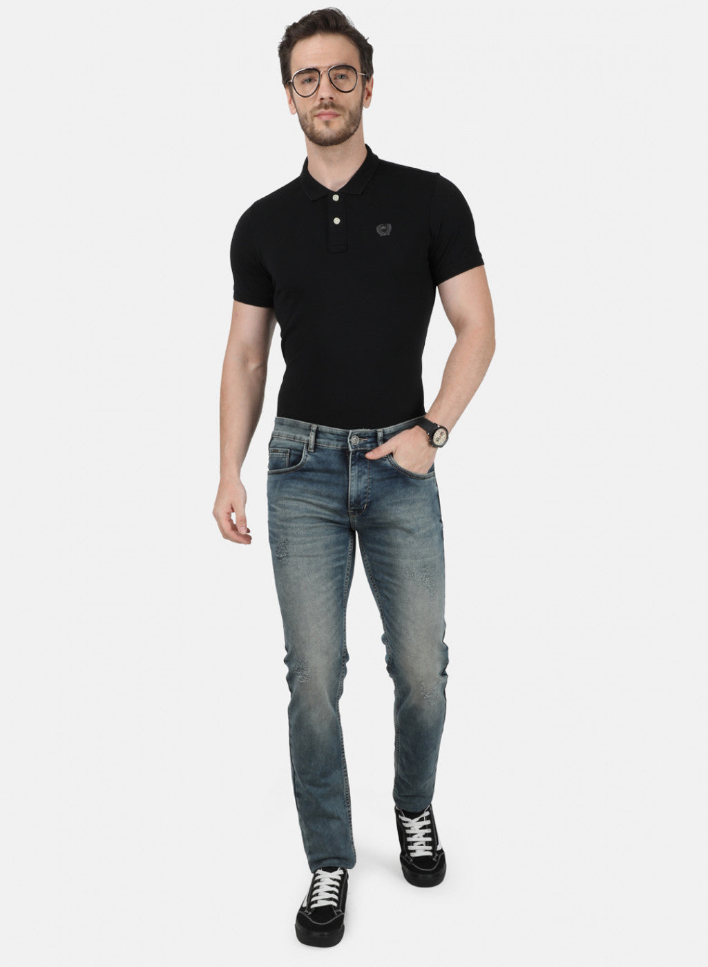 Mens Blue Narrow Denim