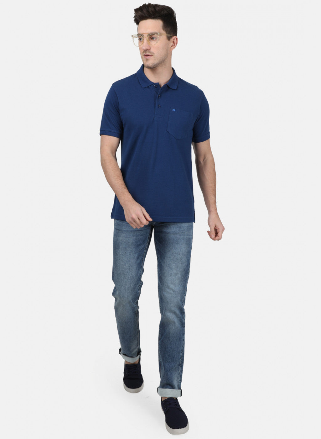 Mens Blue Plain T-Shirt