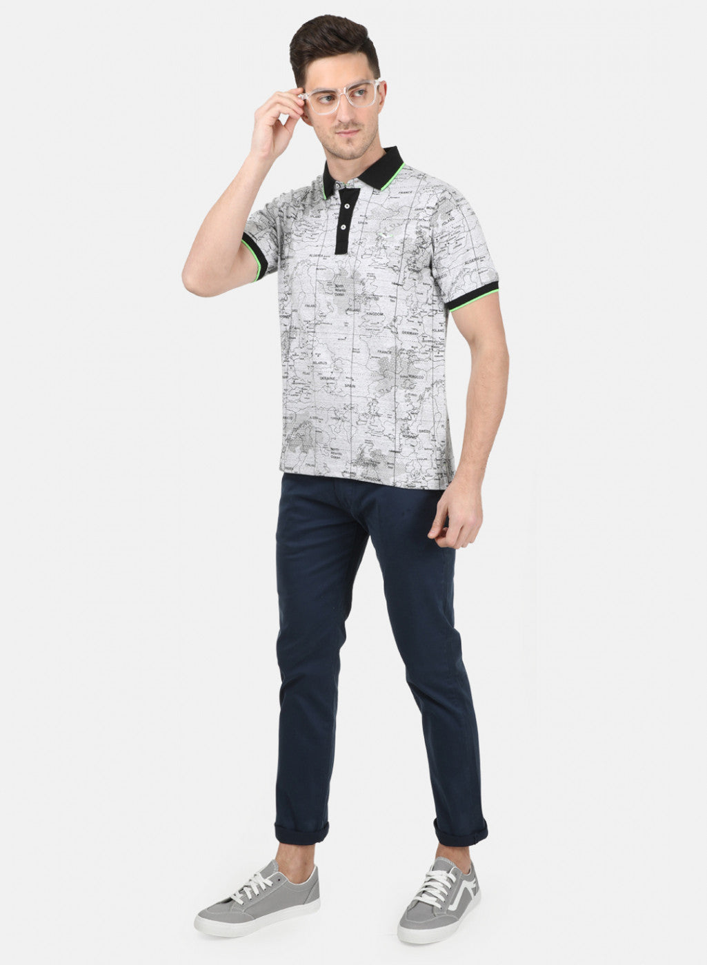 Mens Grey Printed T-Shirt