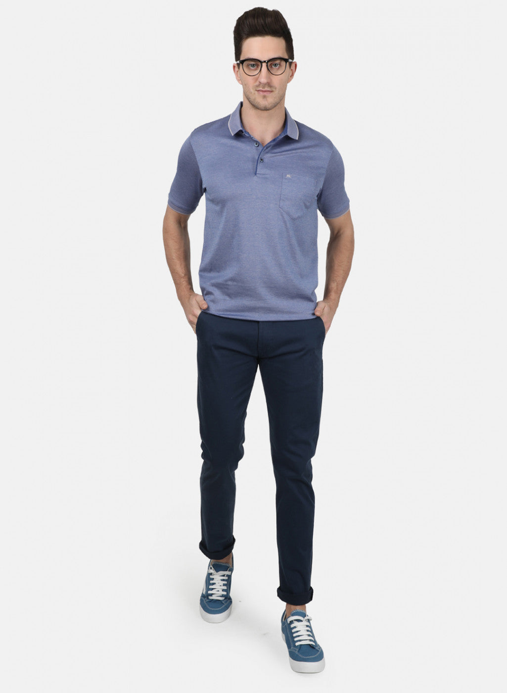 Mens Blue Plain T-Shirt