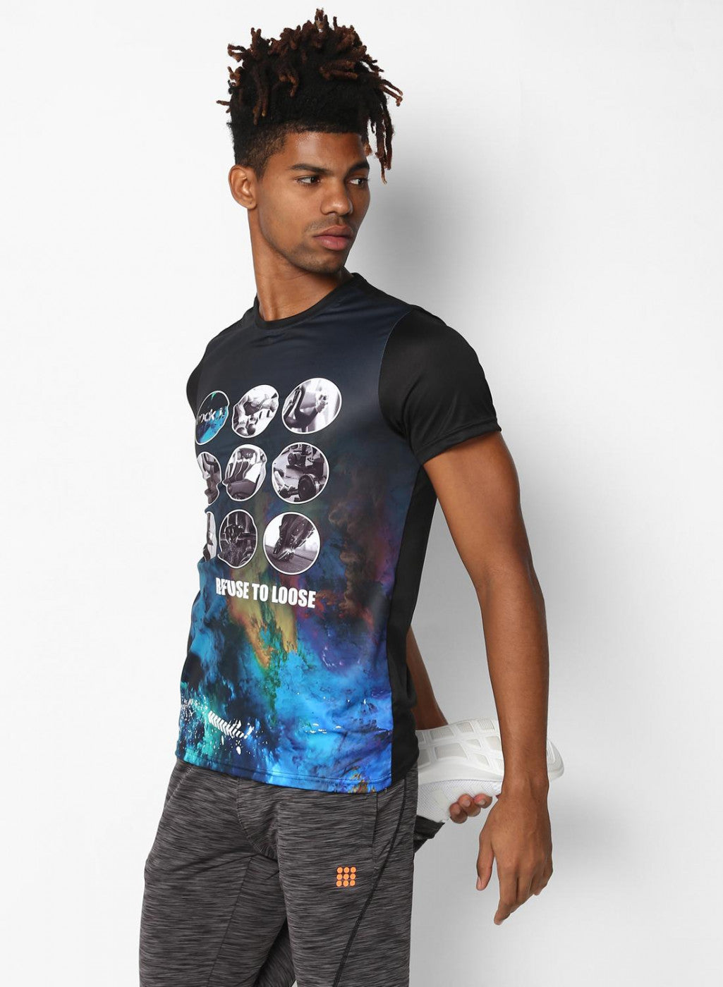 Rock.it Black Round Neck Smart Fit T-Shirt