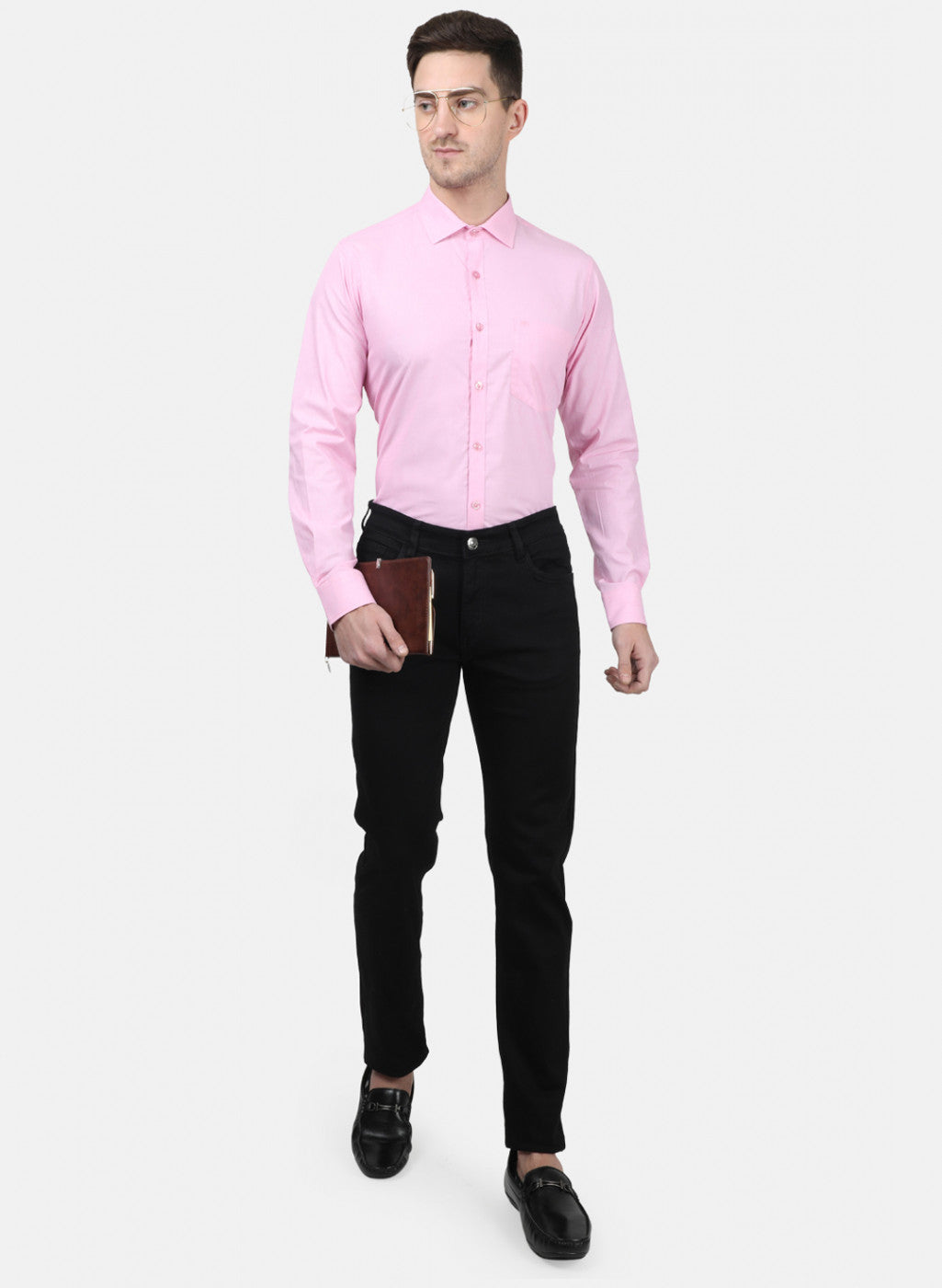 Mens Pink Solid Shirts