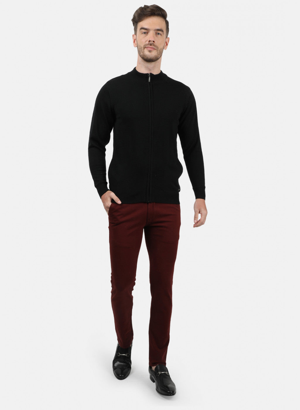 Men Black Solid Pullover