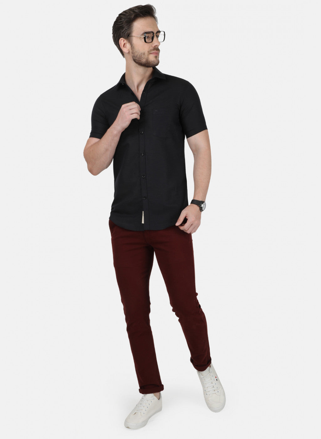 Mens Black Solid Shirt