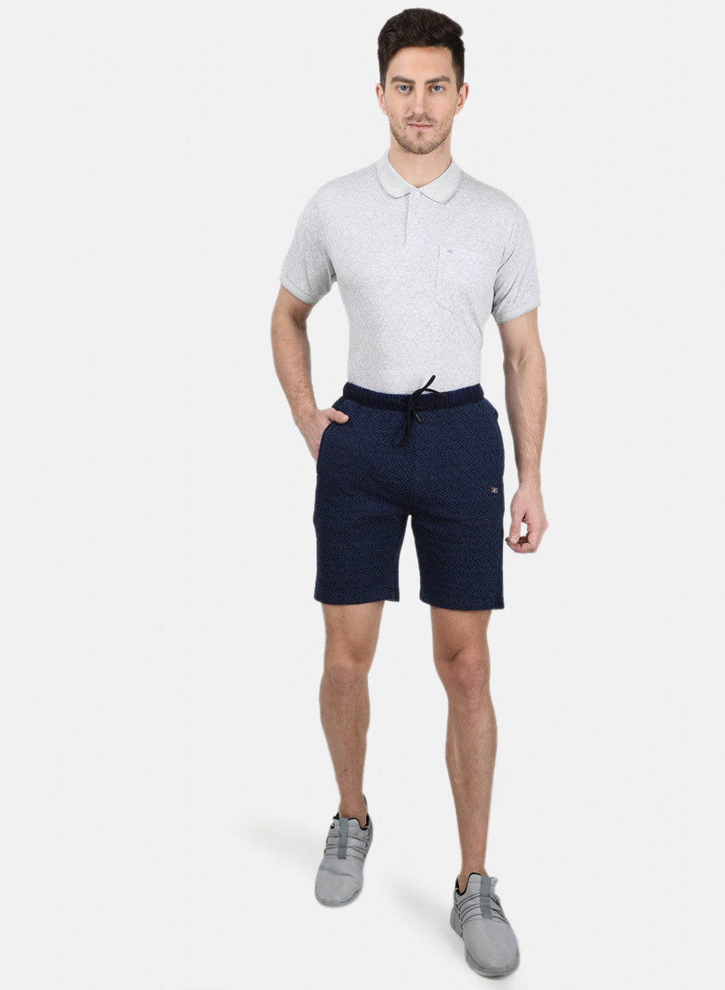 Mens Blue Self Bermuda