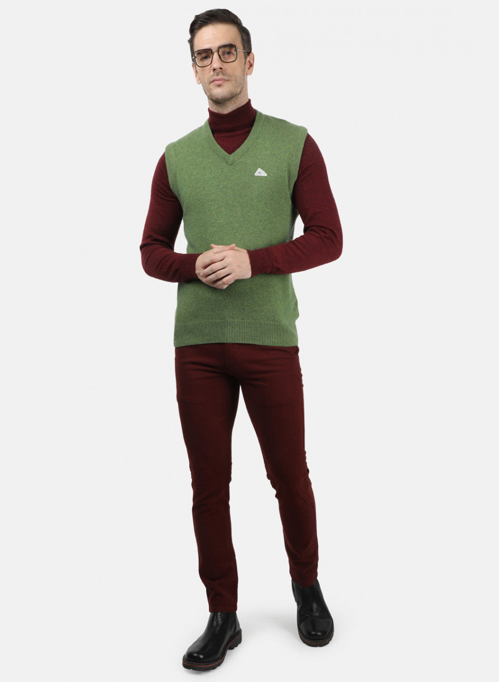 Men Green Solid Sweater