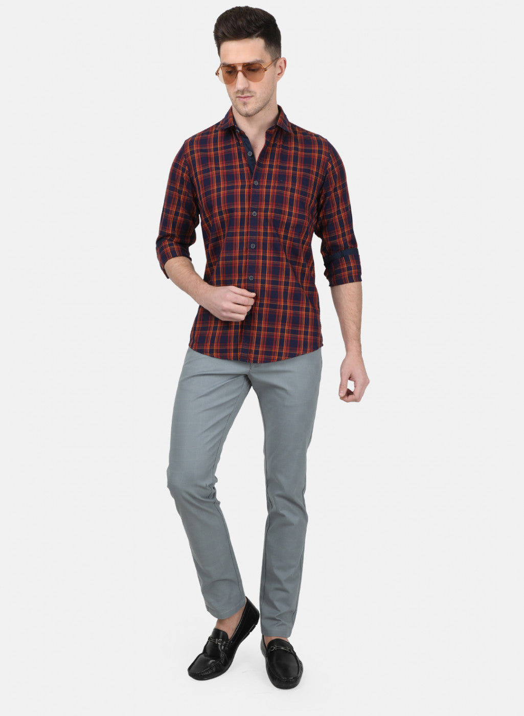 Mens NAvy Blue Check Shirt