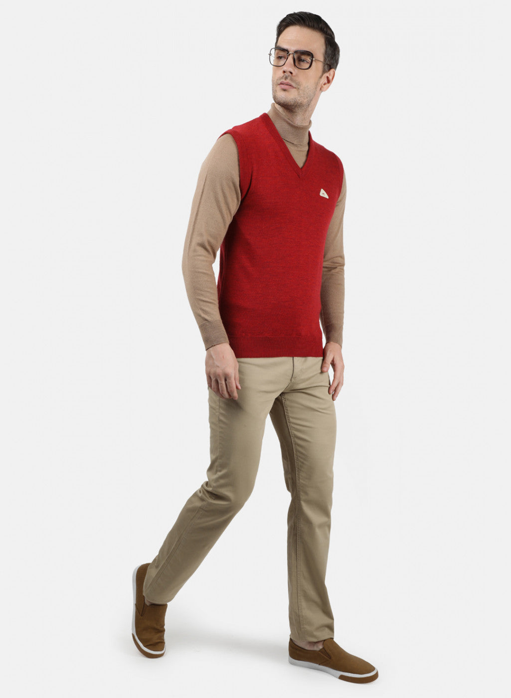 Men Red Solid Sweater