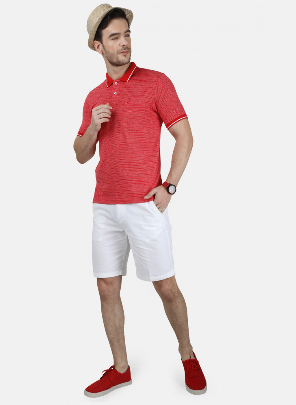 Mens Red Jaquard T-Shirt