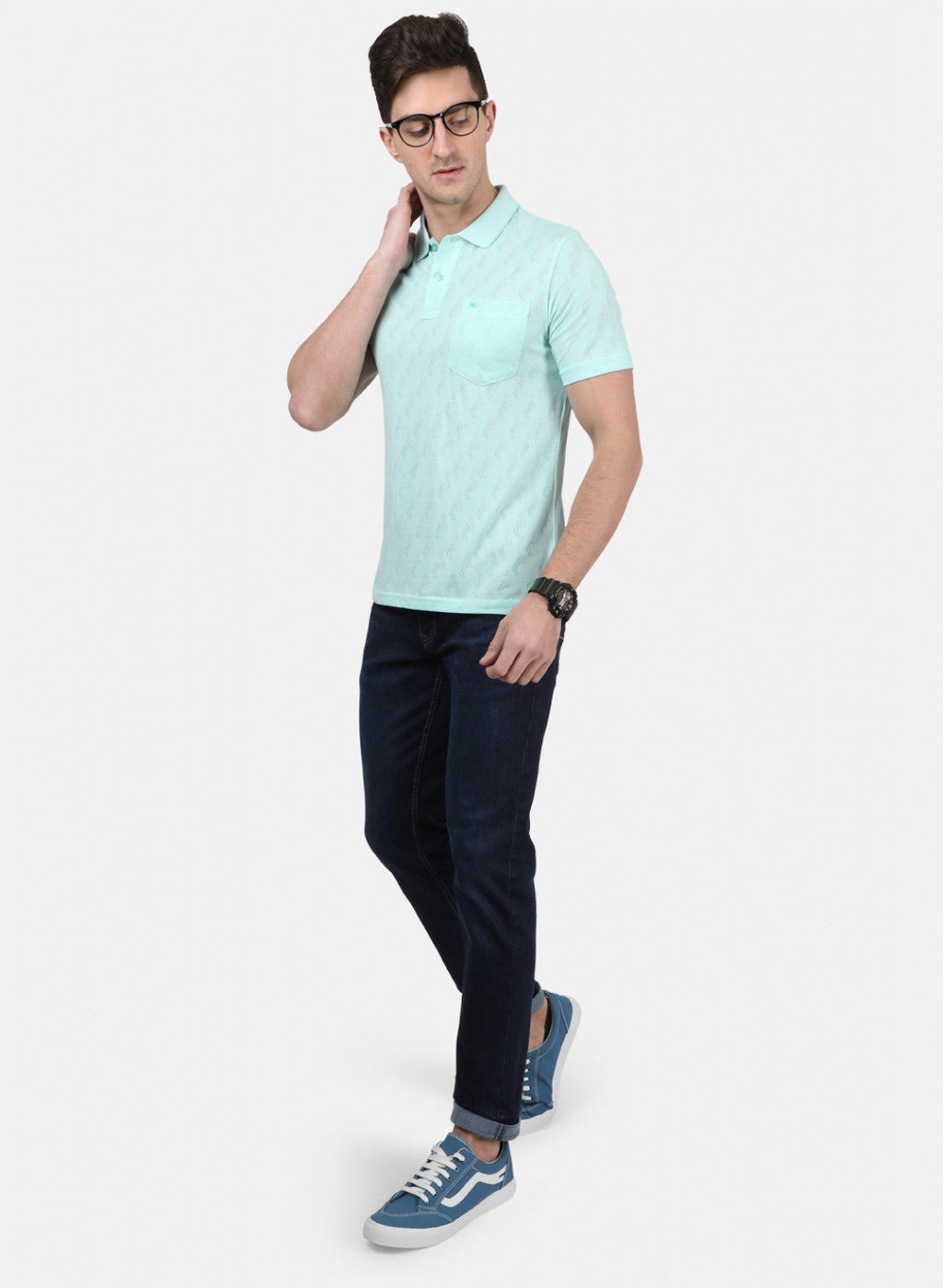 Mens Sea Green Stripe T-Shirt