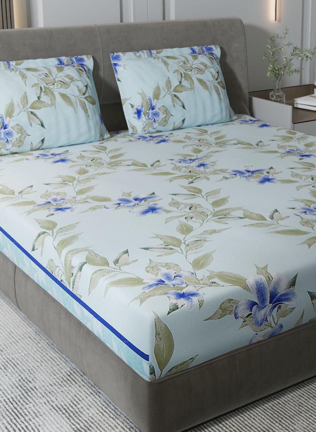 120TC Pure Cotton Queen Bedsheet with 2 Pillow Covers