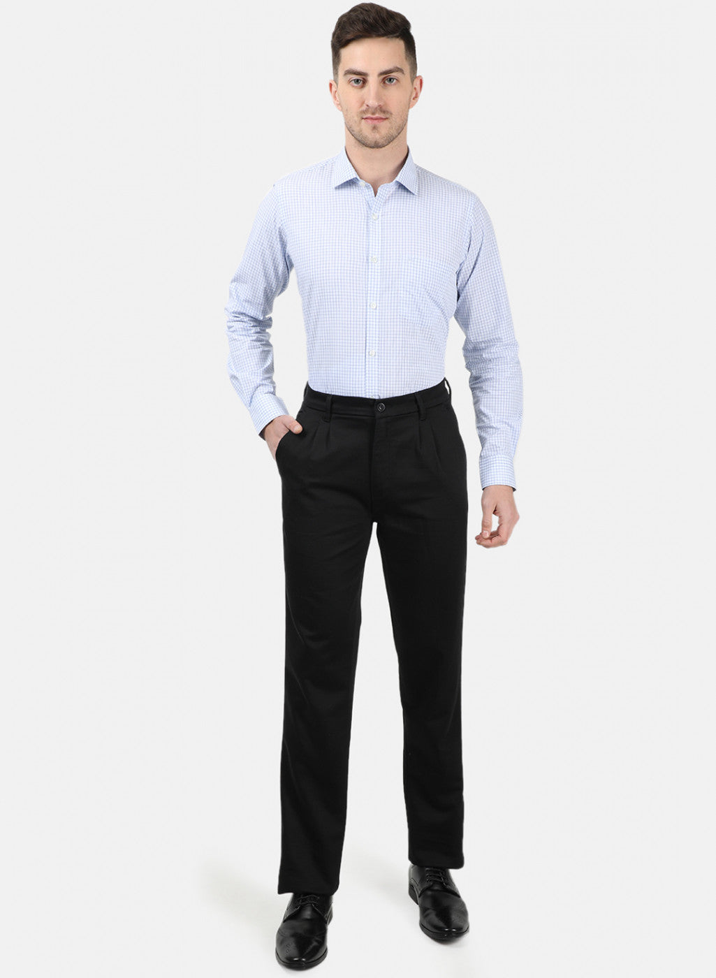 Men Black Plain Trousers