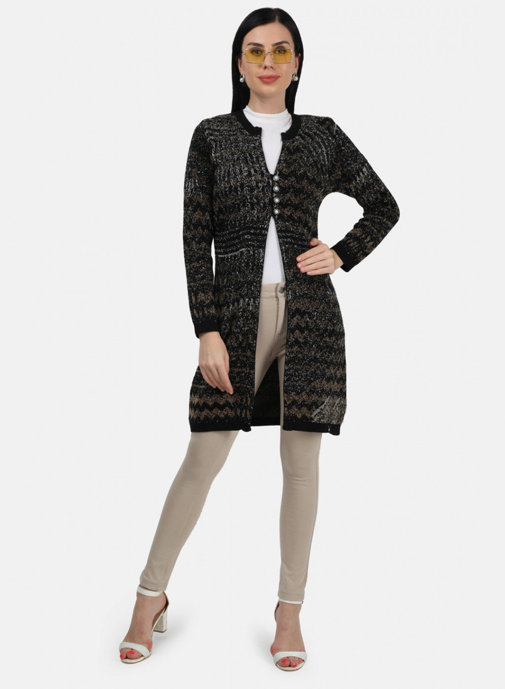 Women Black Solid Cardigan