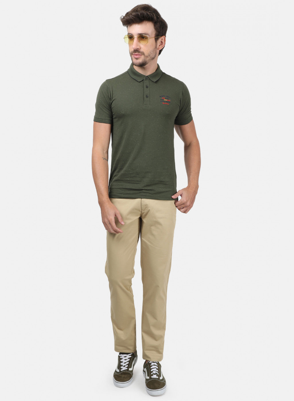 Men Beige Plain Trousers