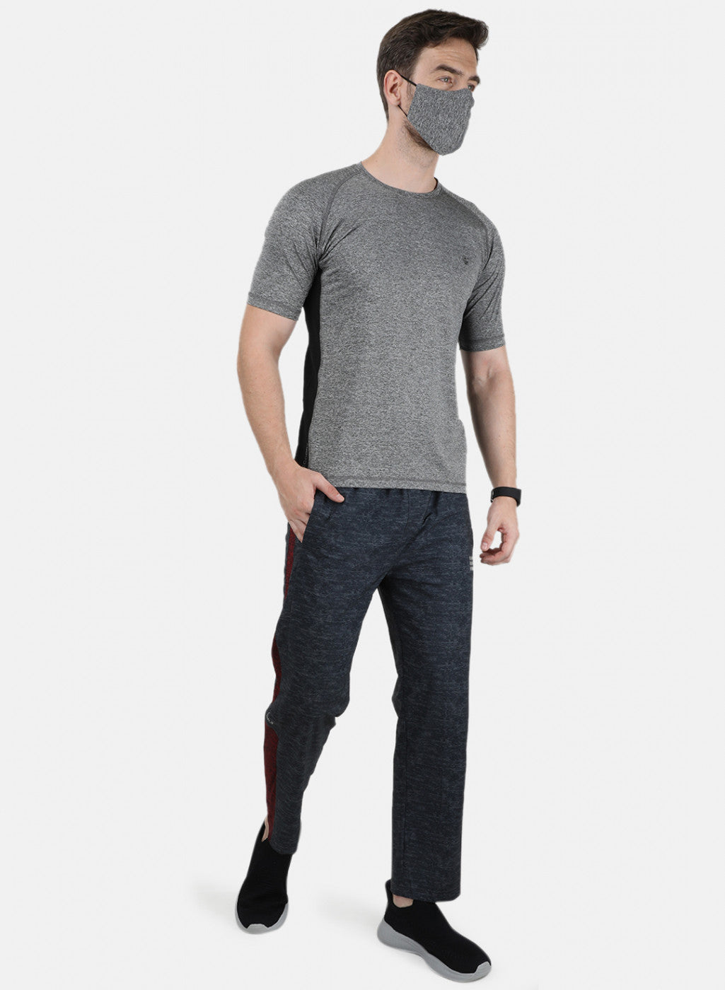 Mens Grey Printed Round Neck T-Shirts