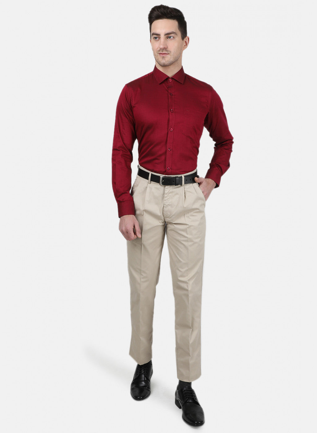 Mens Maroon Printed Shirt