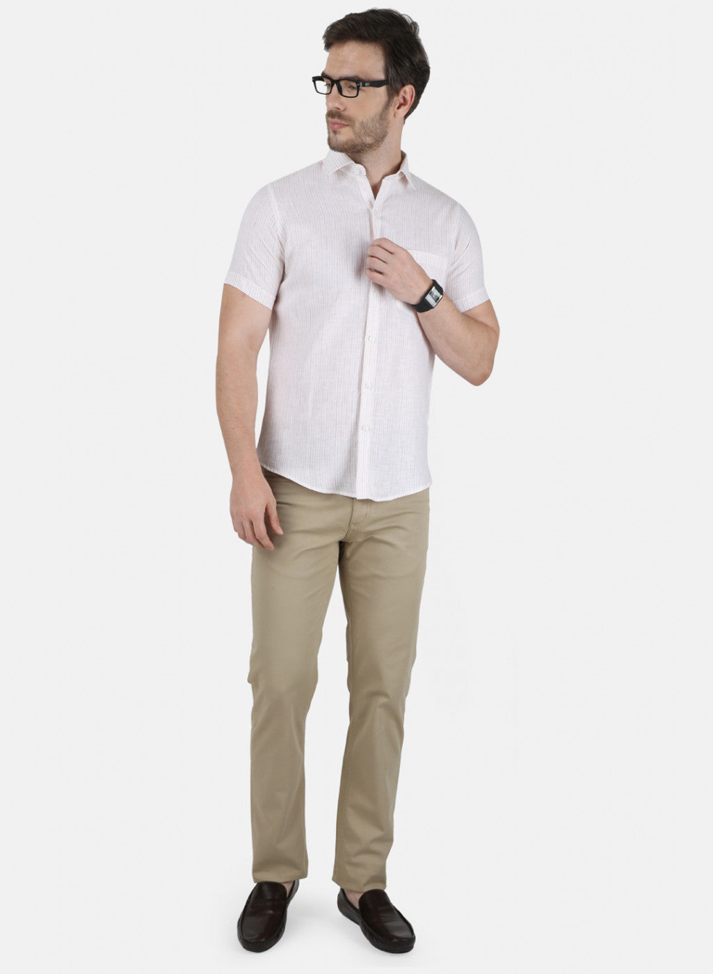 Mens Mustard Stripe Linen Shirt