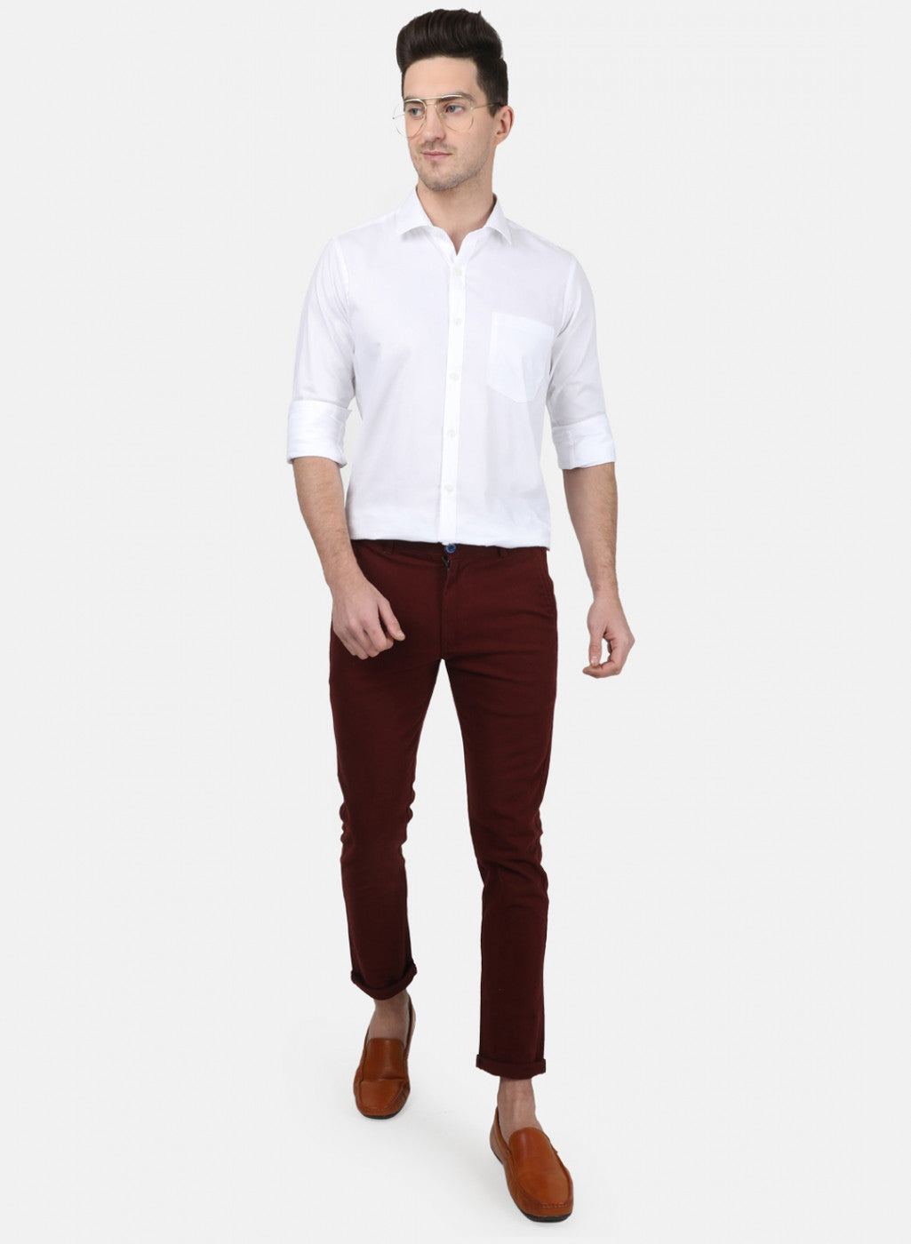 Mens White Printed Shirt