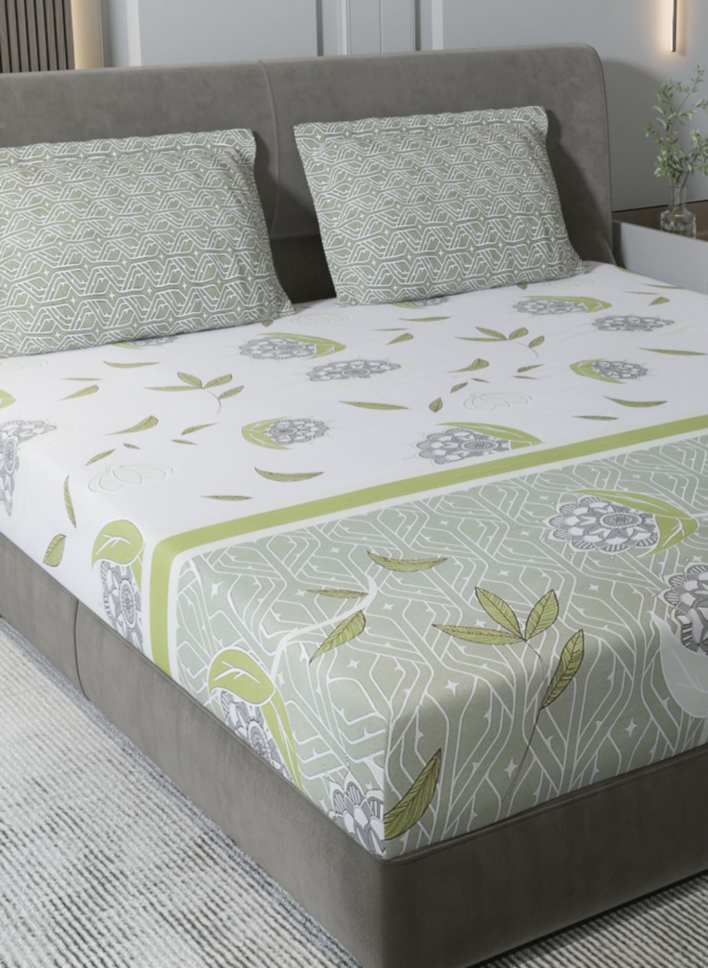 144TC Pure Cotton King Bedsheet with 2 Pillow Covers