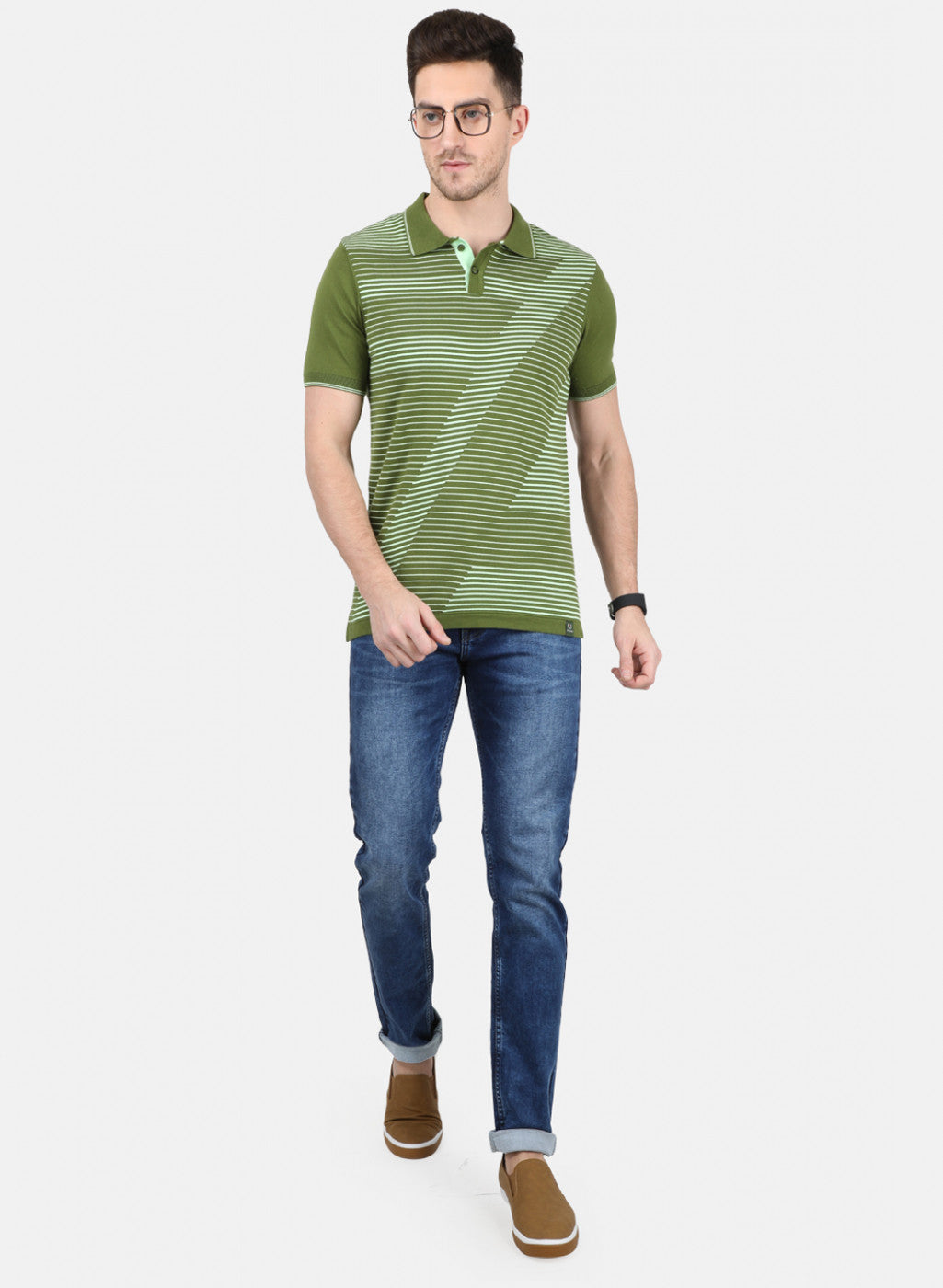 Mens Green Plain T-Shirt