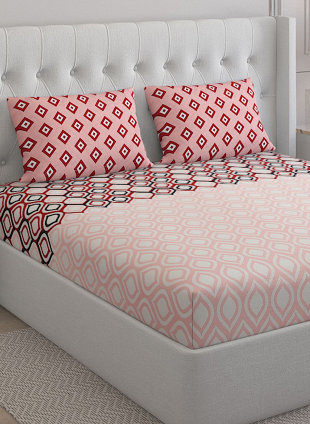 152TC Pure Cotton King Bedsheet with 2 Pillow Covers