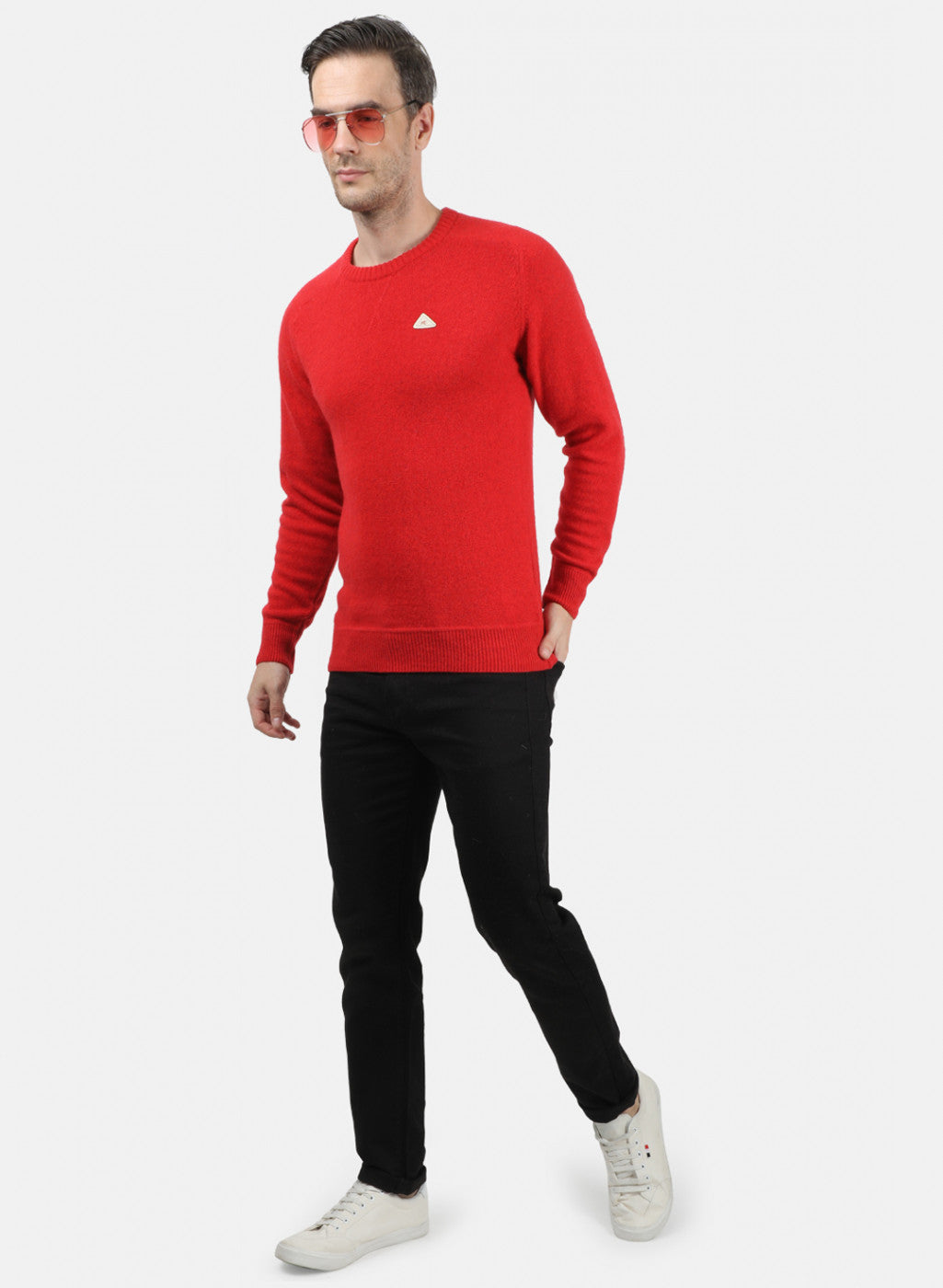 Men Red Solid Pullover