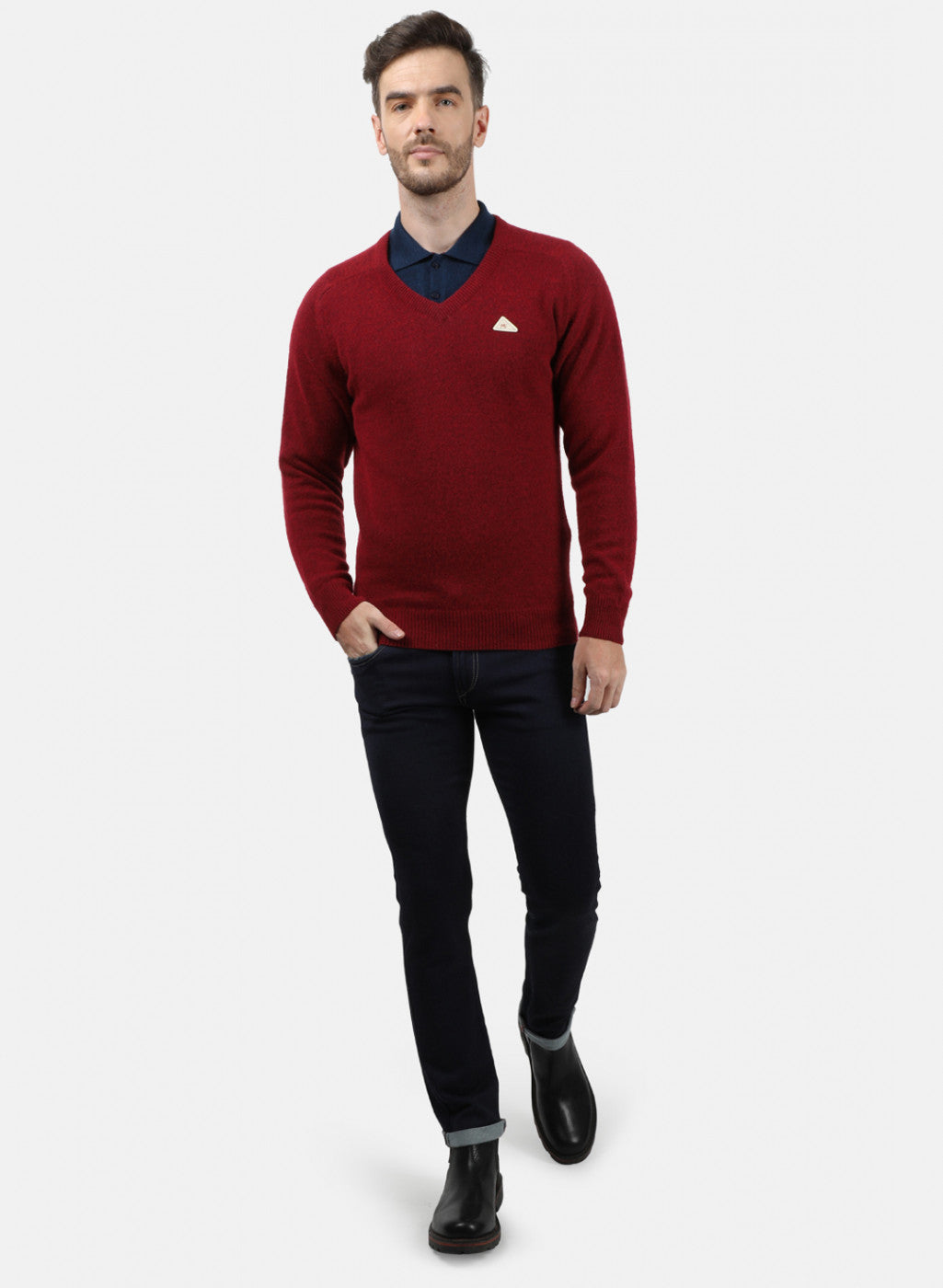 Men Maroon Solid Pullover