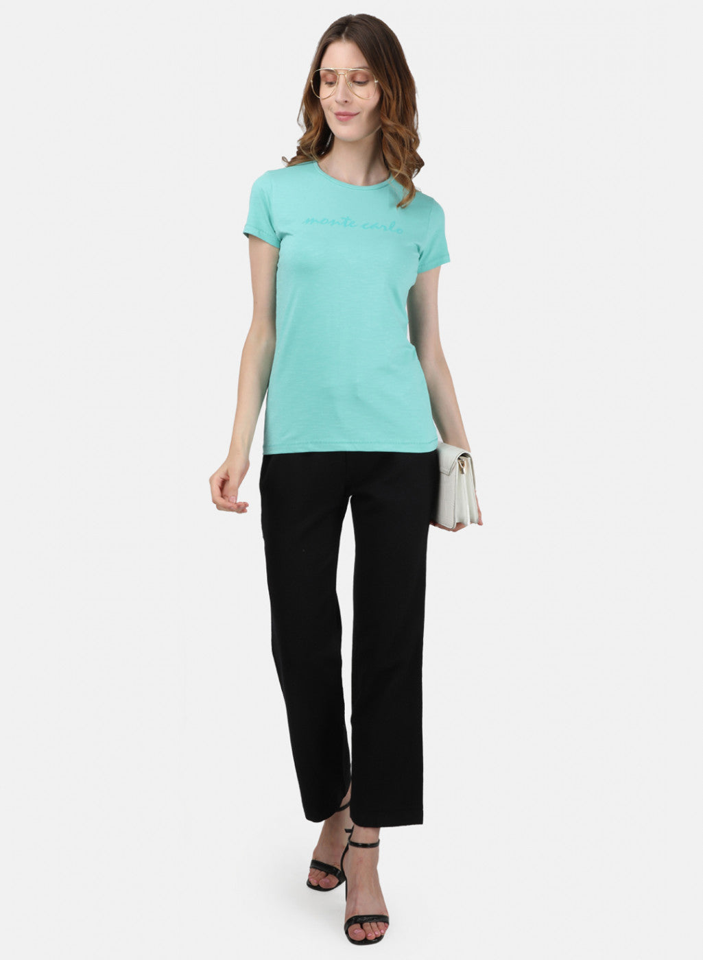 Womens Sea Green Printed Top